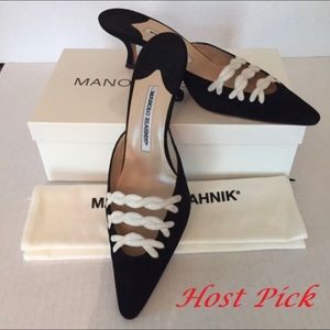 Manolo Blahnik®️ suede mules, Run like a size US 8